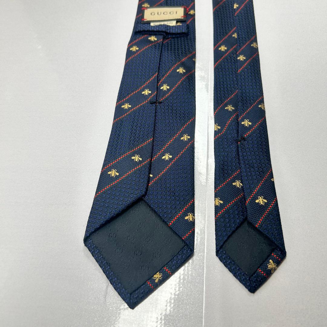GUCCI グッチ 美品 ネクタイ 近年タグ 蜂 ビー ストライプ 人気 シルク