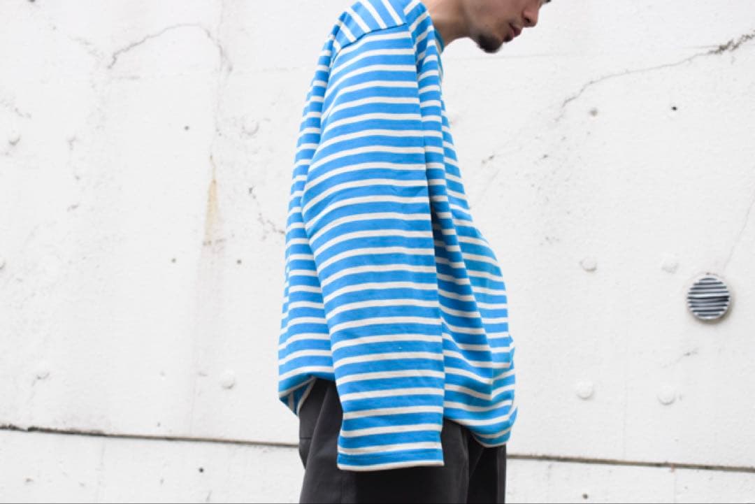 未使用＊Outilターコイズ×ホワイトバスクシャツサイズ0長袖カットソーボーダー