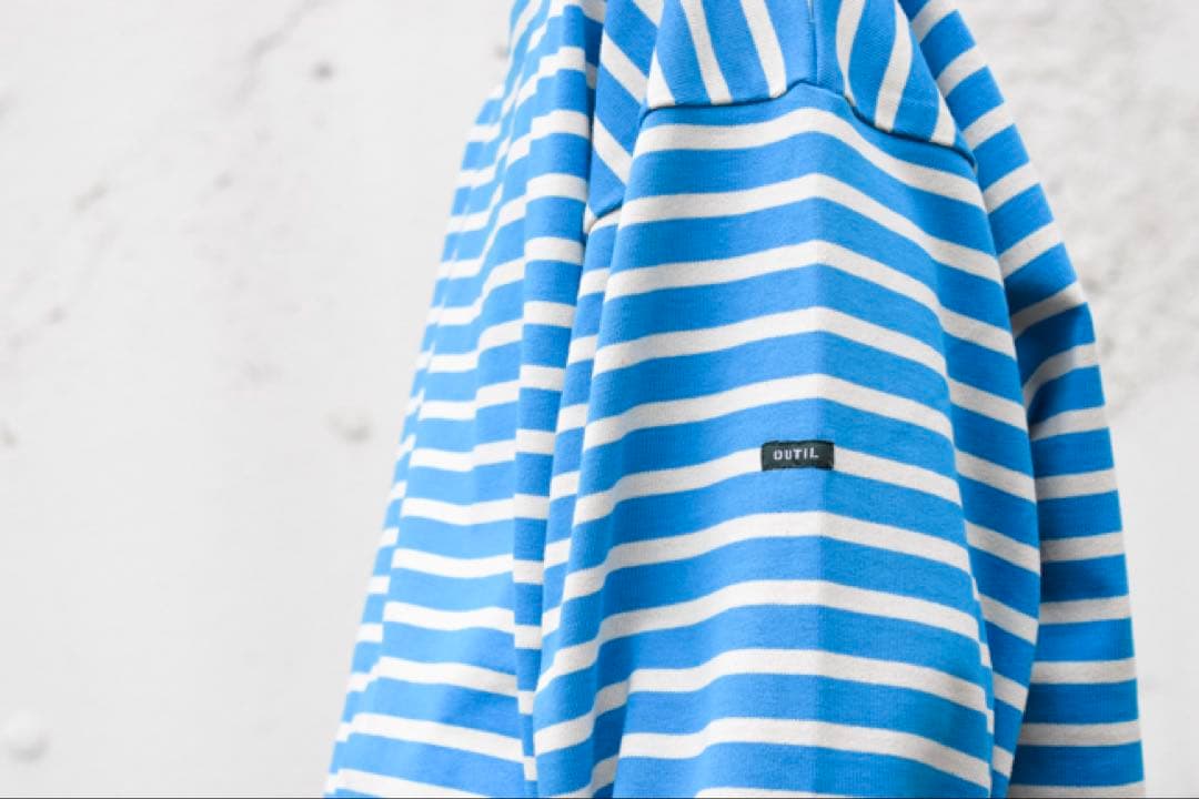 未使用＊Outilターコイズ×ホワイトバスクシャツサイズ0長袖カットソーボーダー