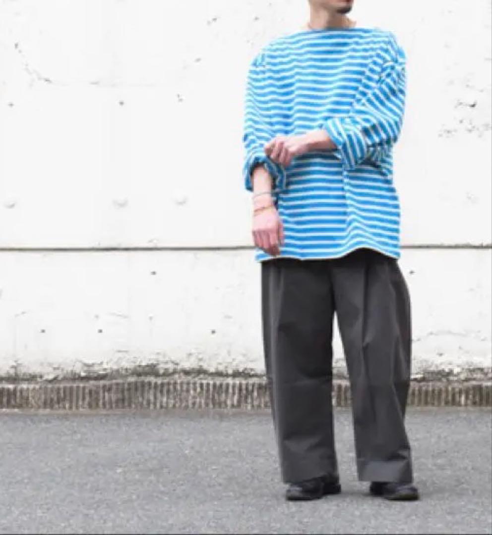 未使用＊Outilターコイズ×ホワイトバスクシャツサイズ0長袖カットソーボーダー