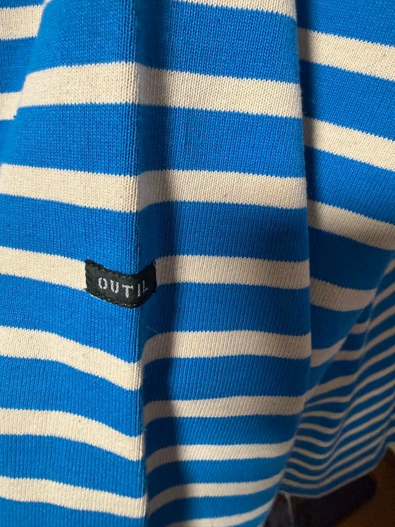 未使用＊Outilターコイズ×ホワイトバスクシャツサイズ0長袖カットソーボーダー