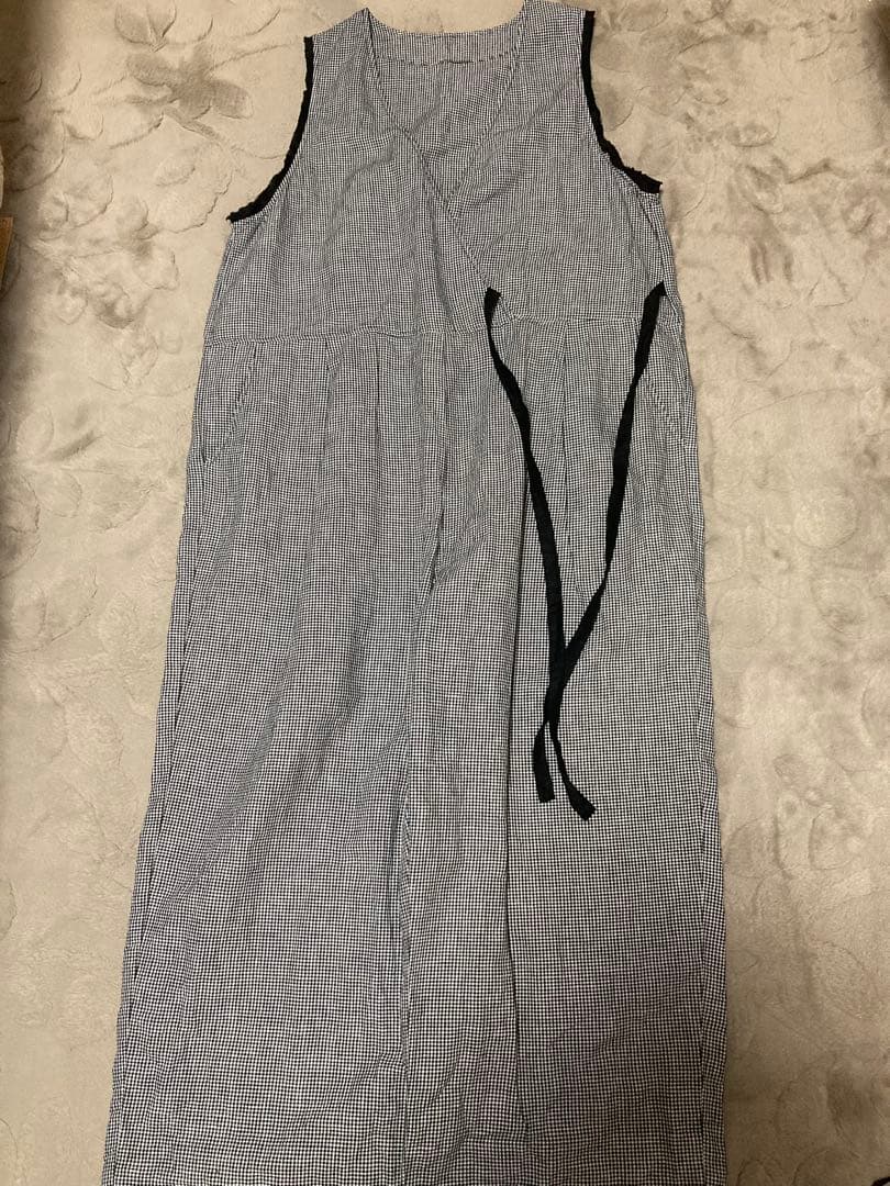 mint UpcycleLinoギンガムアシメサロペット2025AW