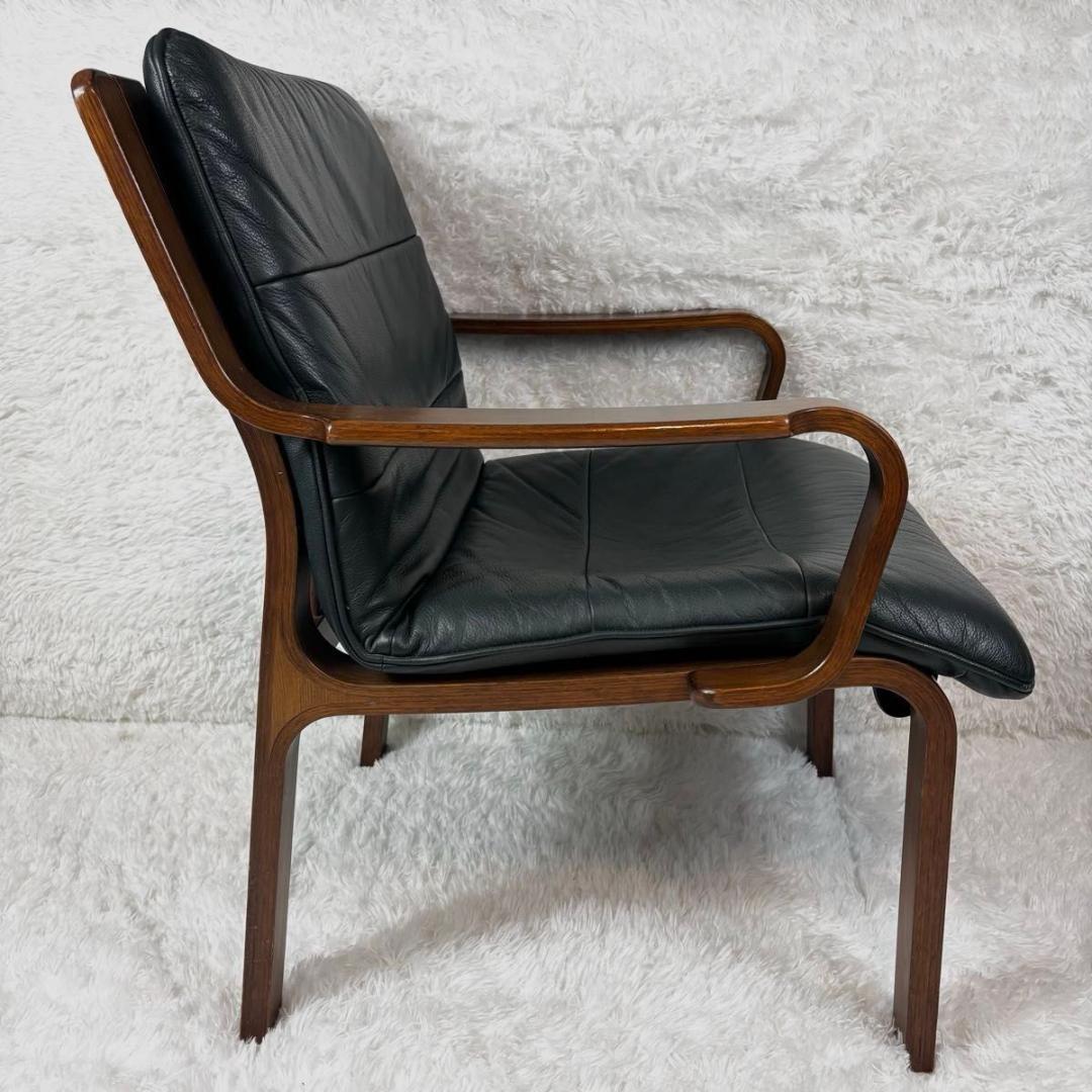 FUJI FURNITURE アームチェア　本革　ダークグリーン