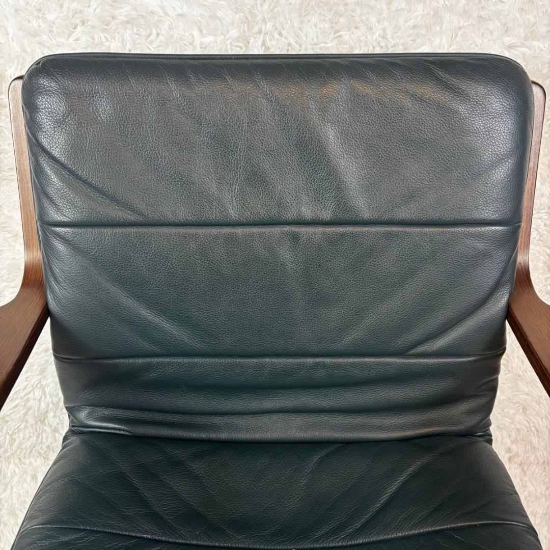 FUJI FURNITURE アームチェア　本革　ダークグリーン