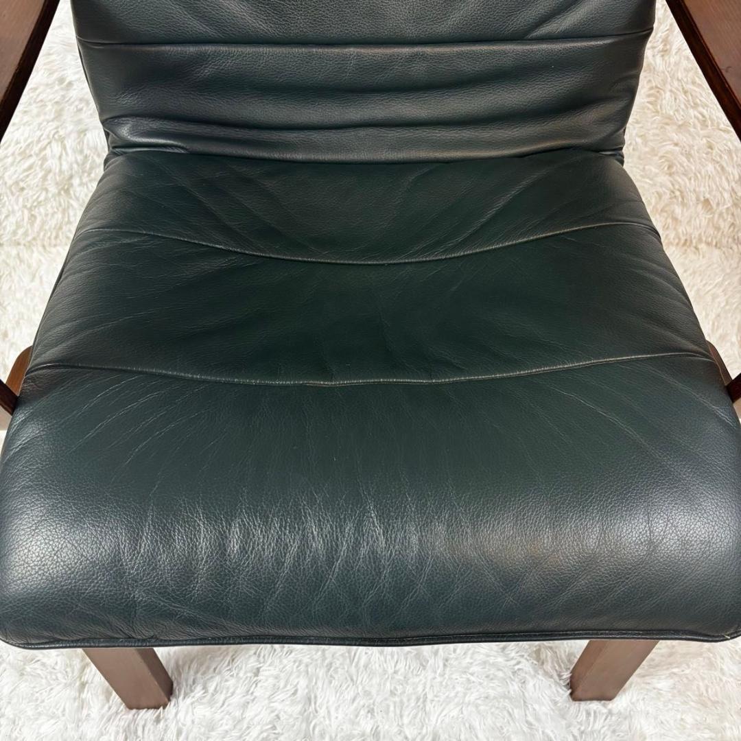 FUJI FURNITURE アームチェア　本革　ダークグリーン