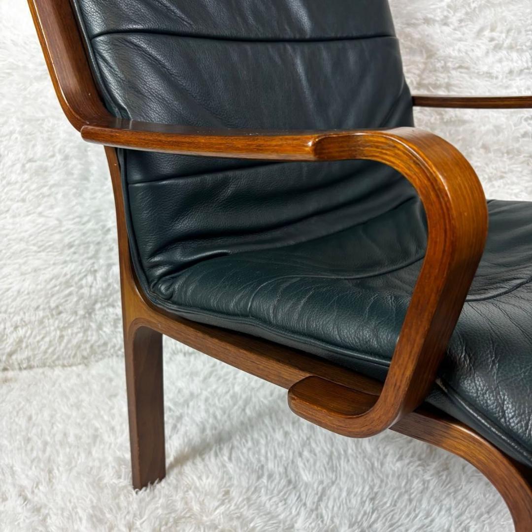 FUJI FURNITURE アームチェア　本革　ダークグリーン