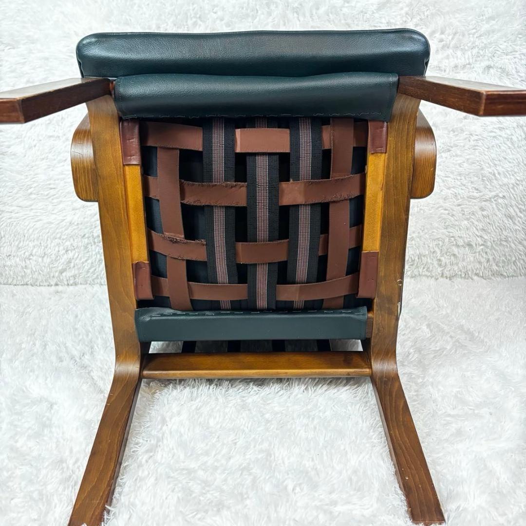 FUJI FURNITURE アームチェア　本革　ダークグリーン