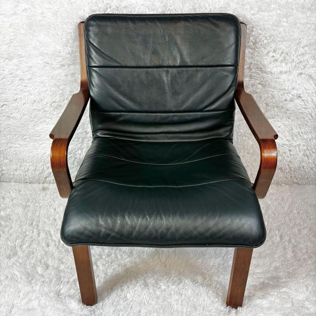 FUJI FURNITURE アームチェア　本革　ダークグリーン