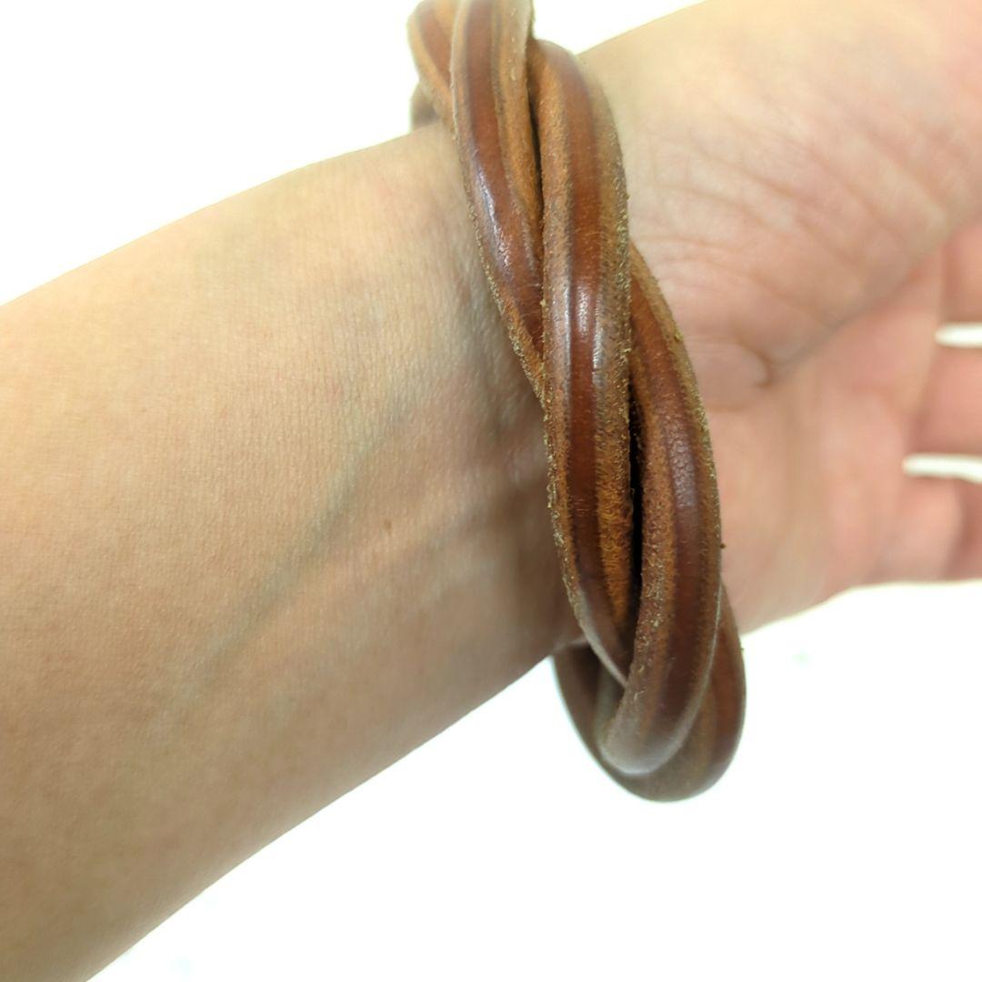 HERMES エルメス トルネード レザー ブレスレット バングル