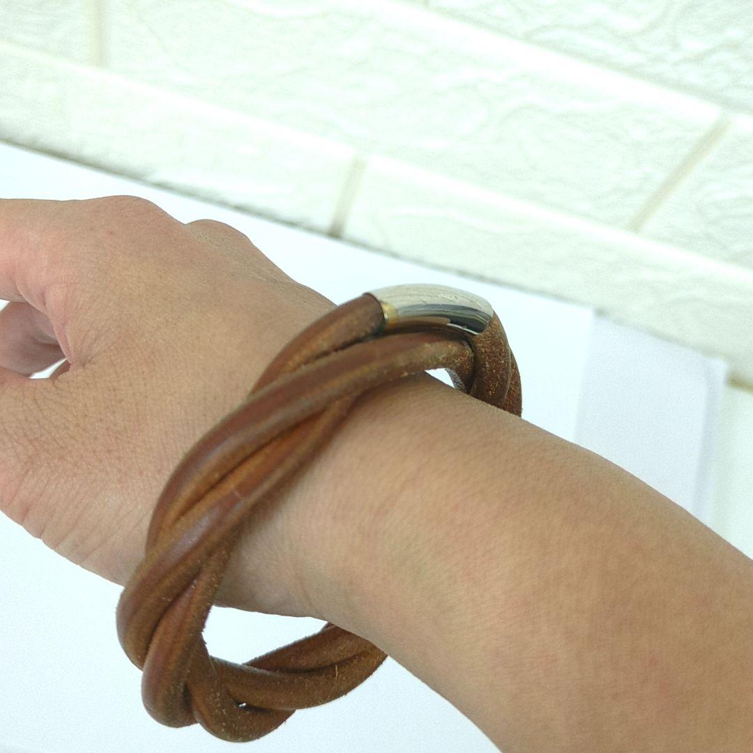 HERMES エルメス トルネード レザー ブレスレット バングル