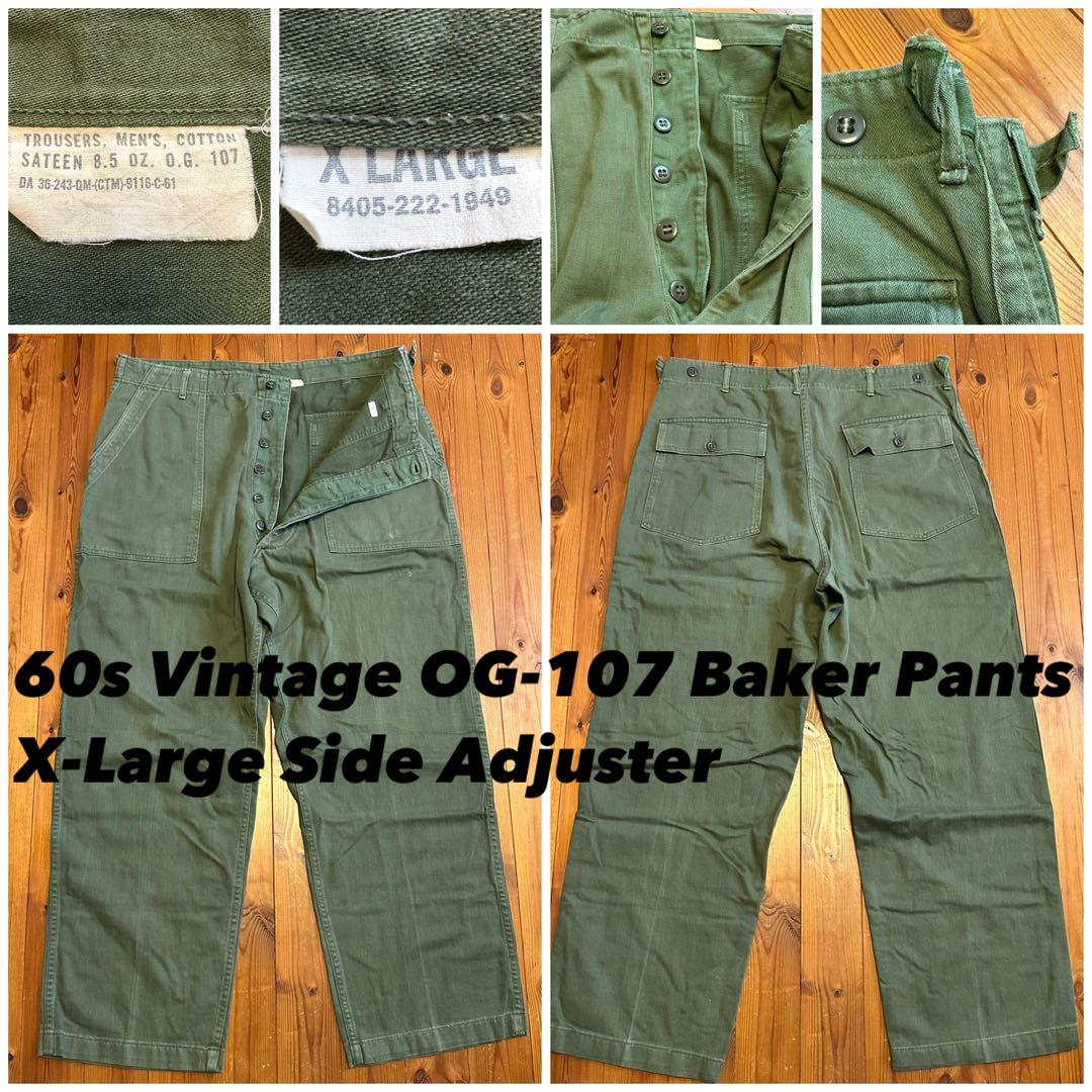 60s初期実物OG107ベイカーパンツサイドアジャスター付Xラージ表記平ボタン1