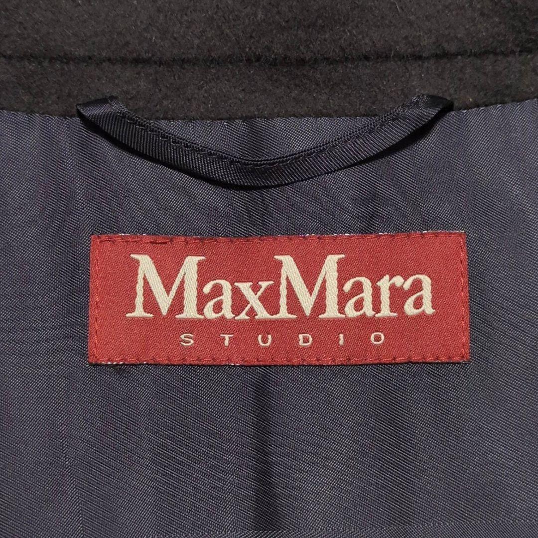 Max Mara STUDIO♦ヴァージンウール スタンドカラーコート 濃灰38