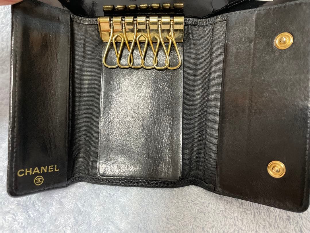 匿名発送●CHANEL ブラック レザー キーケース