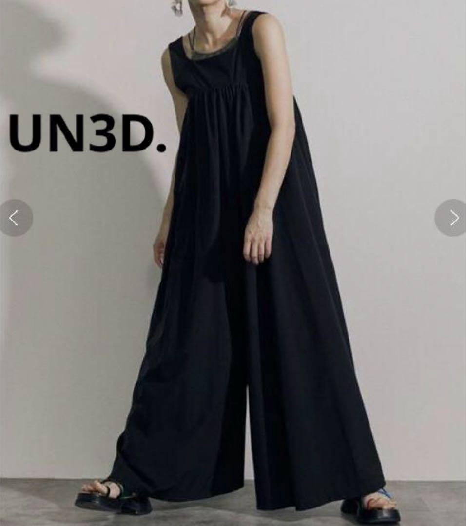 美品　UN3D.　アンスリード　ボリュームギャザーオールインワン　36　ブラック