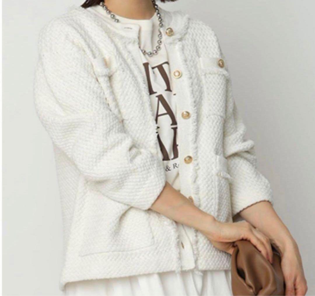 CADUNE ツイード調ニットジャケット カーディガン　38