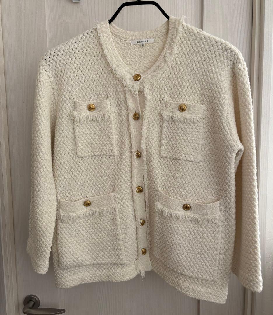 CADUNE ツイード調ニットジャケット カーディガン　38