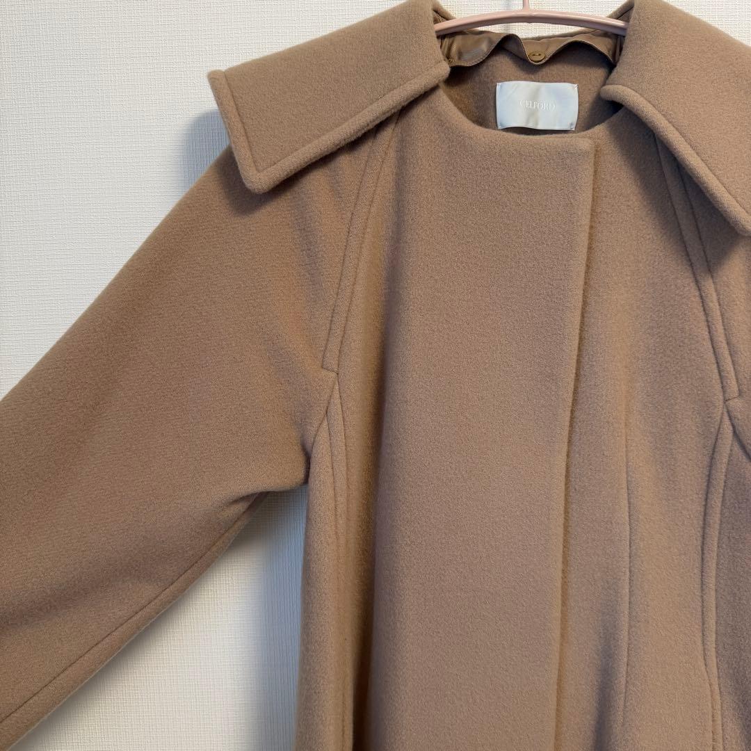 【美品】CELFOR ビッグカラーコート キャメル36