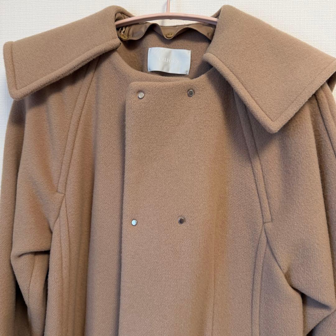 【美品】CELFOR ビッグカラーコート キャメル36