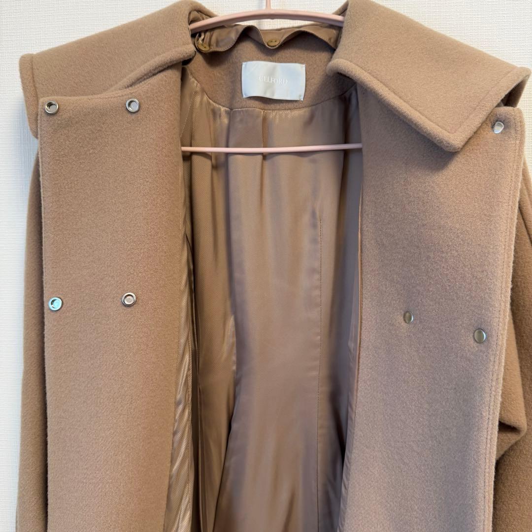 【美品】CELFOR ビッグカラーコート キャメル36