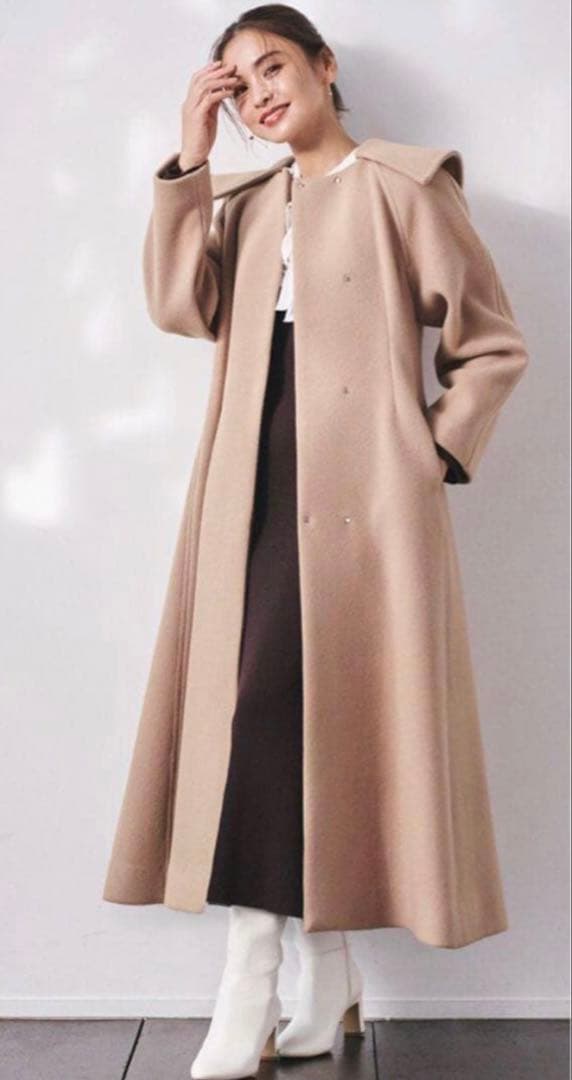 【美品】CELFOR ビッグカラーコート キャメル36