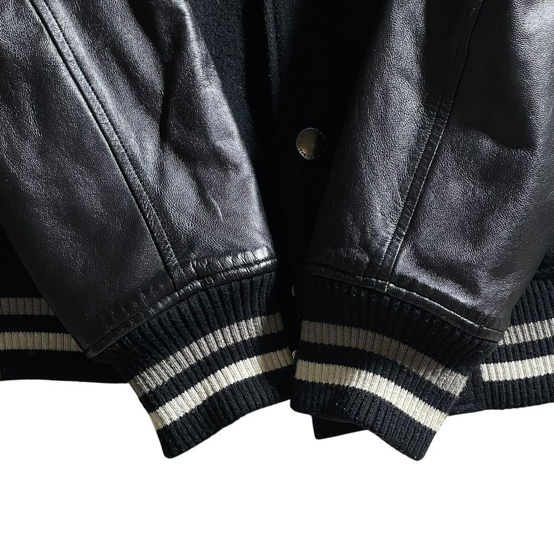 ①BURBERRY BLACK LABEL レザー切り替えジャケット スタジャン