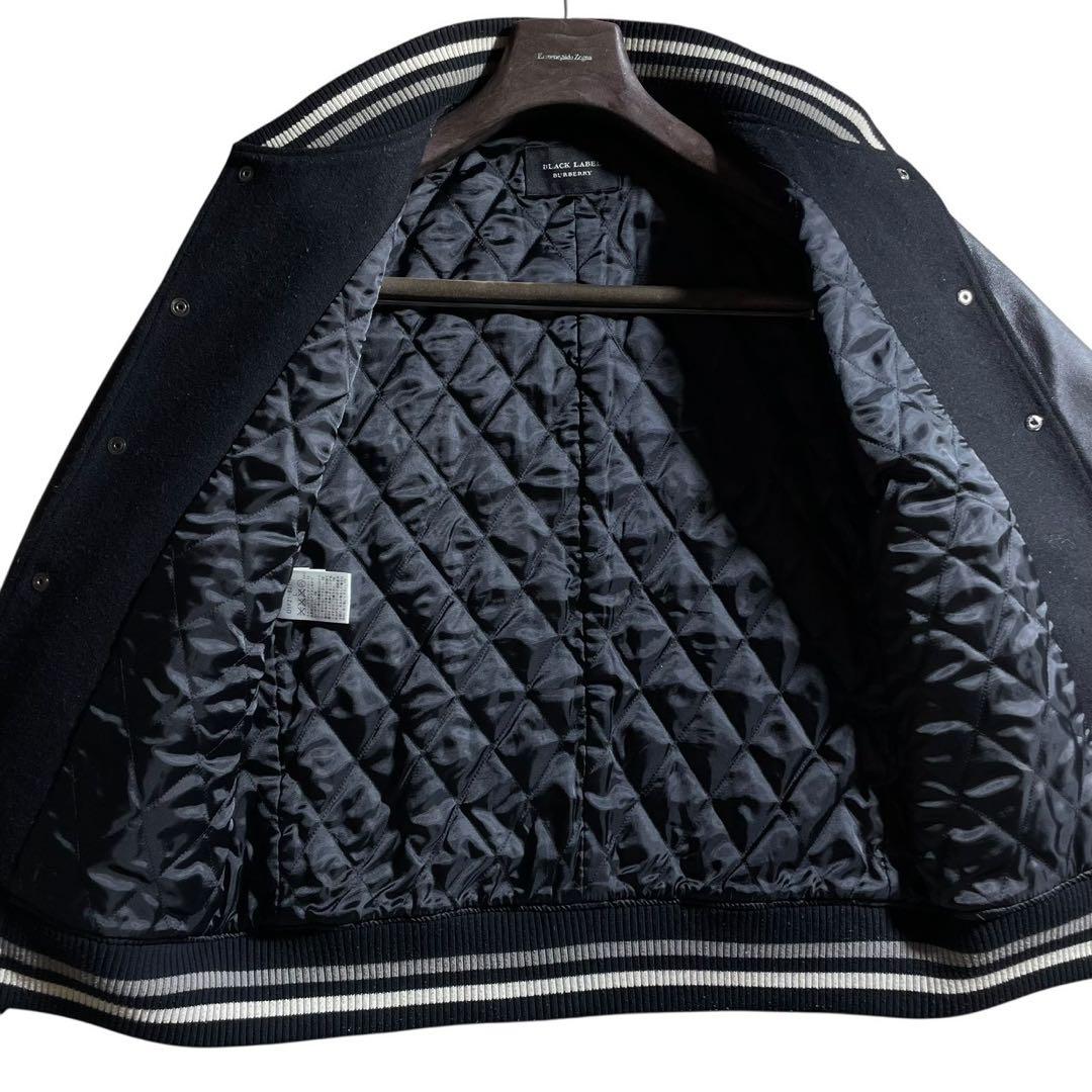 ①BURBERRY BLACK LABEL レザー切り替えジャケット スタジャン