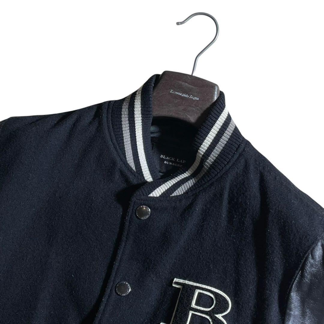①BURBERRY BLACK LABEL レザー切り替えジャケット スタジャン