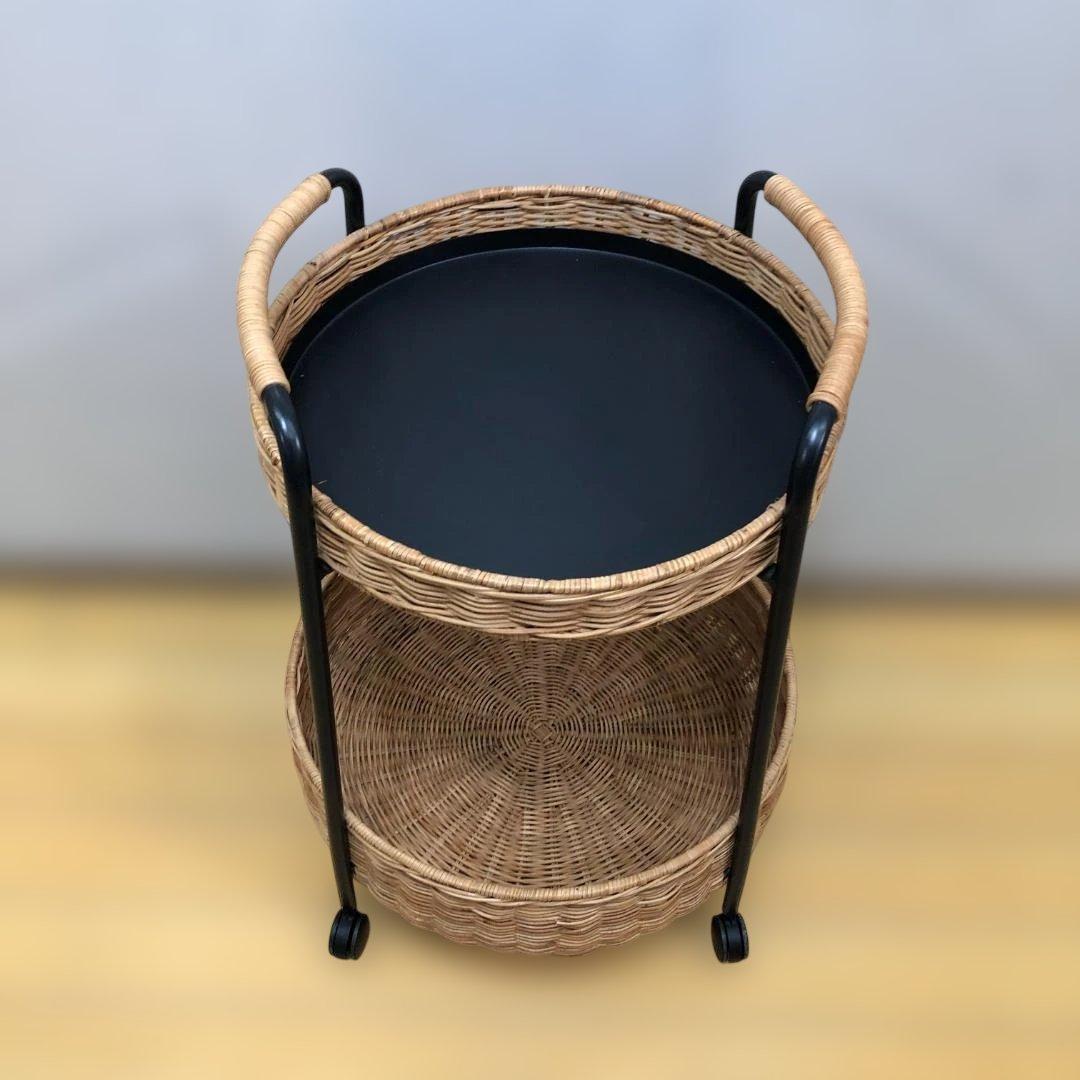 【送料無料】IKEA LUBBAN ルッバン ラタン 2段ワゴン 11907