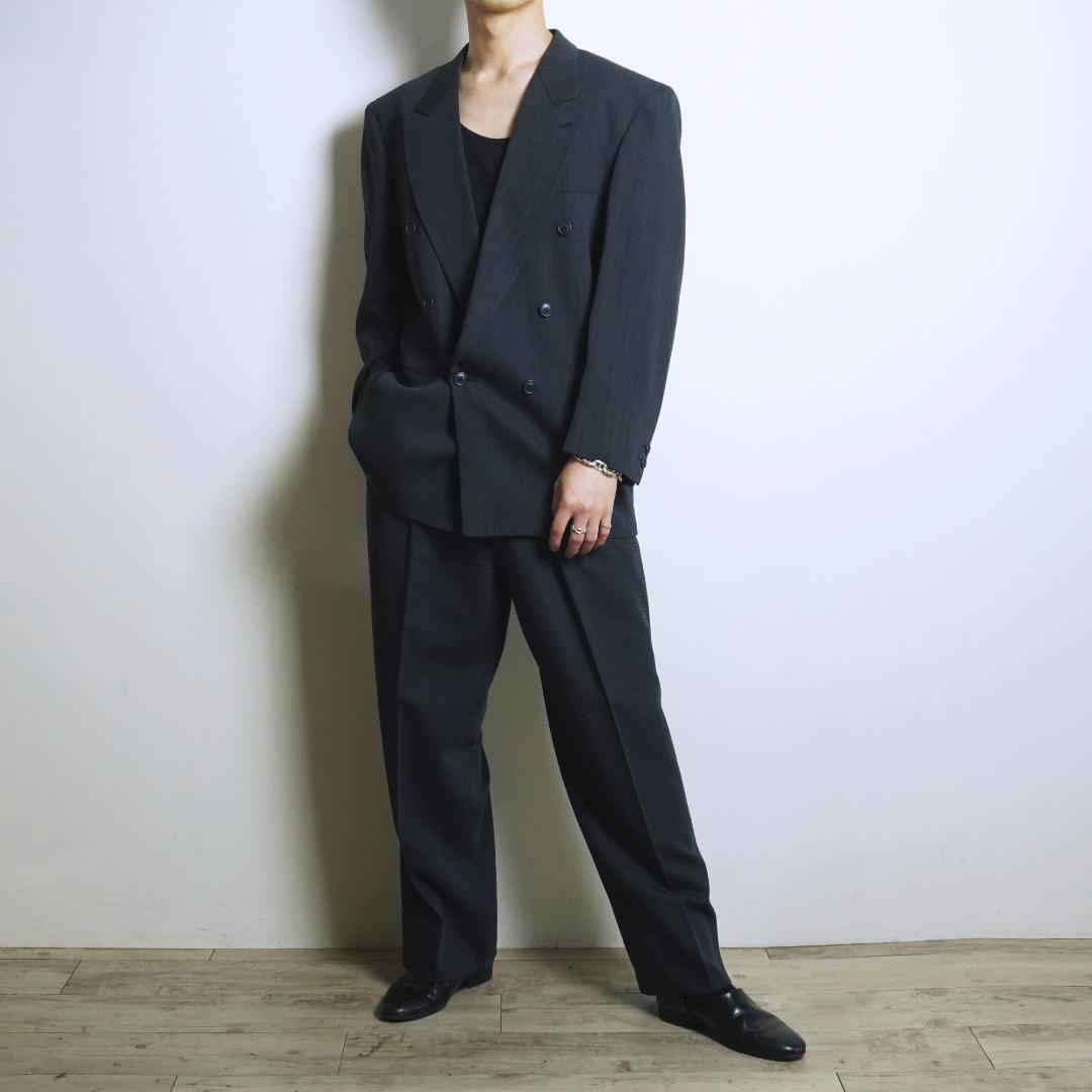 LANVIN ダブルセットアップスーツ フォーマル ダークグレー/EZ184