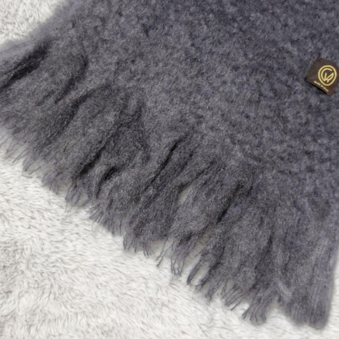 マンタスエスカライ 2024 モヘヤ ウール マフラー 大判グレー パープル