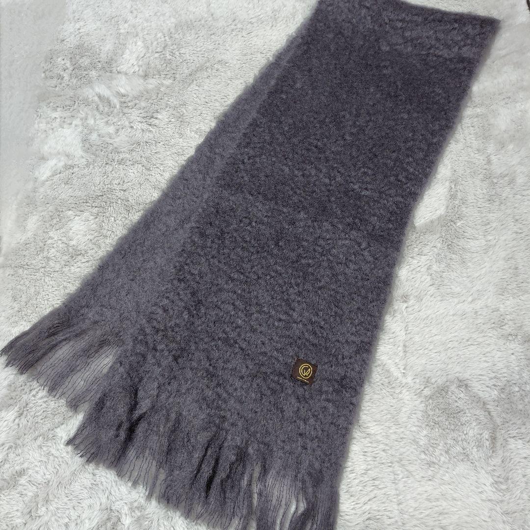 マンタスエスカライ 2024 モヘヤ ウール マフラー 大判グレー パープル