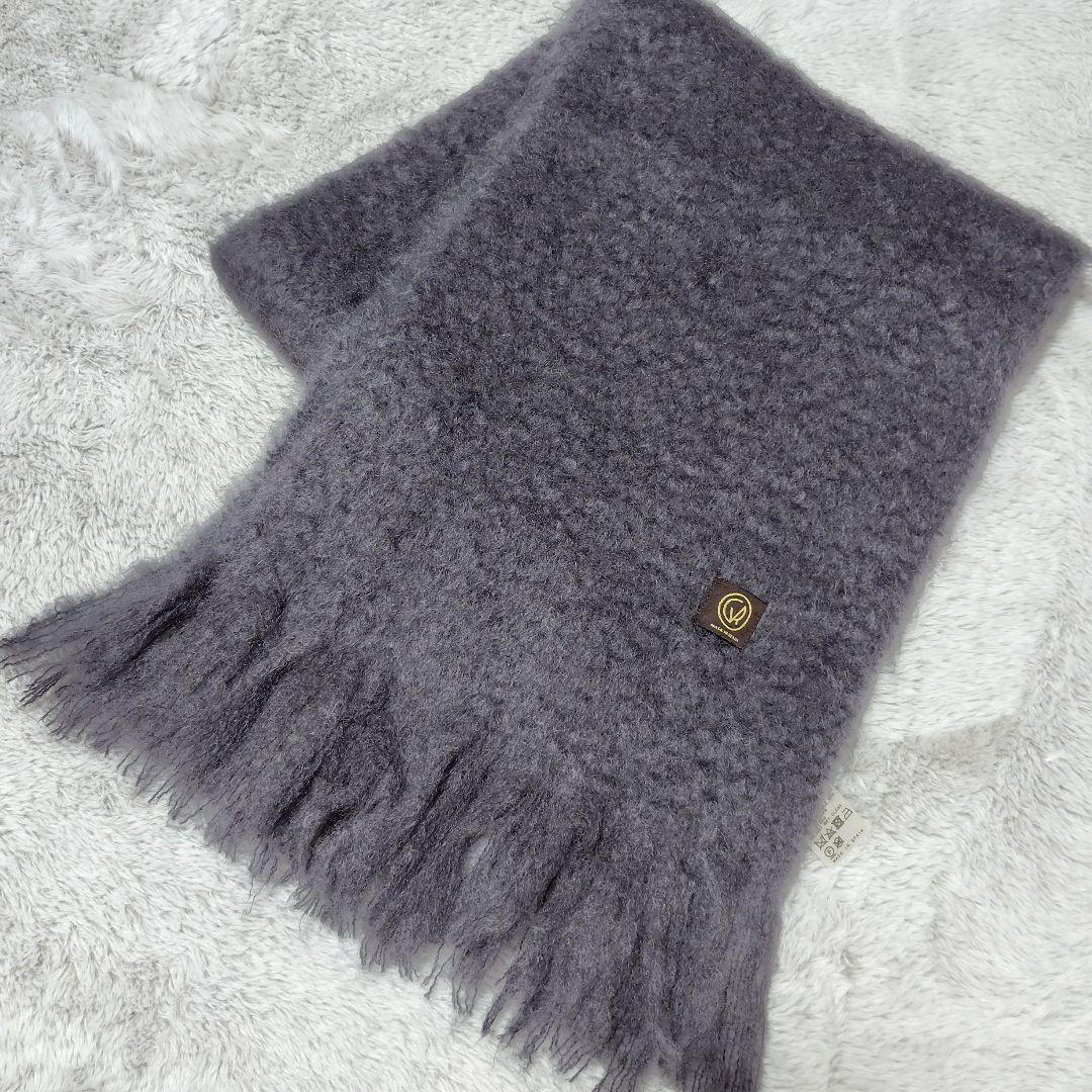 マンタスエスカライ 2024 モヘヤ ウール マフラー 大判グレー パープル