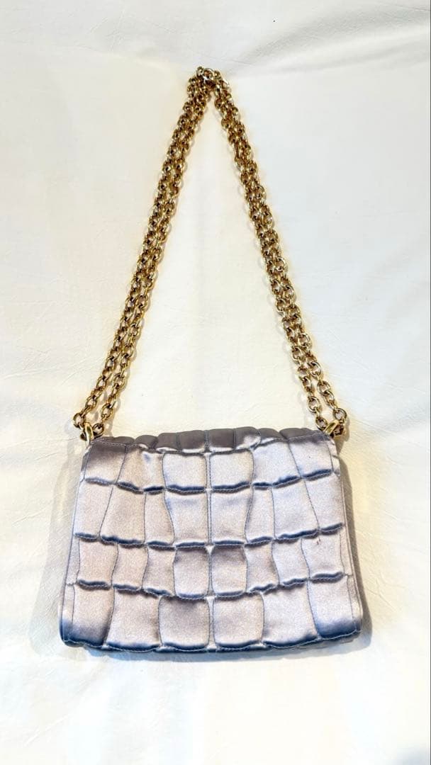 YSL シルバー 紫クロコダイル風 パーティーバッグ