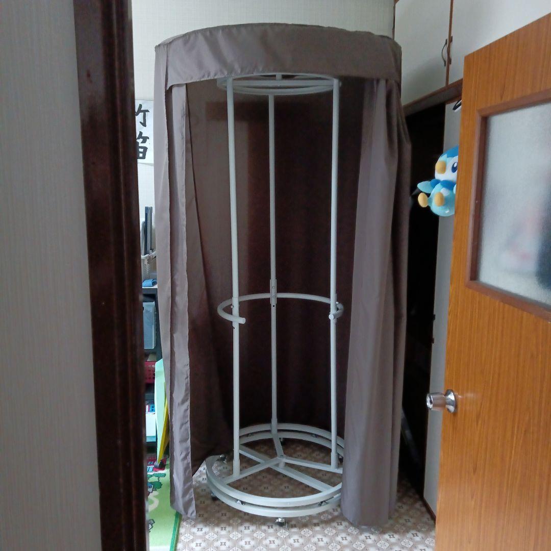 頑丈回転ハンガーラック カバー付き 円形 2段