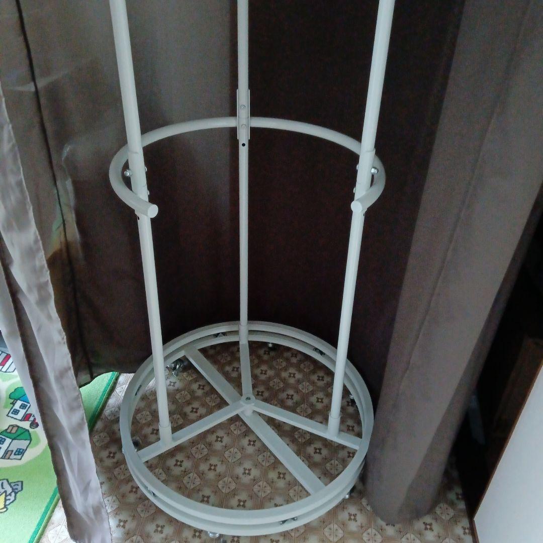 頑丈回転ハンガーラック カバー付き 円形 2段