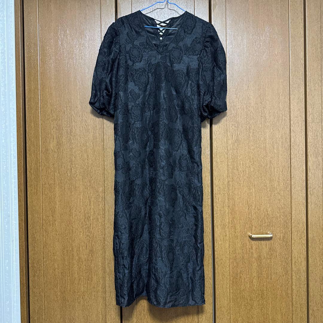 ameri vintage フラワージャガードワンピース