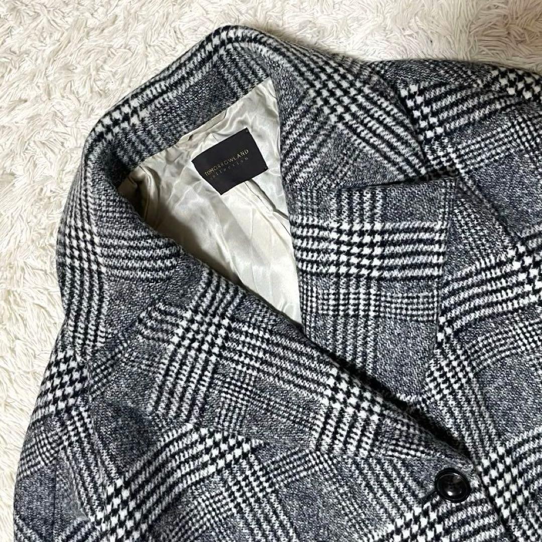 美品 TOMORROWLAND ブロークングレンチェック ダブルブレストコート