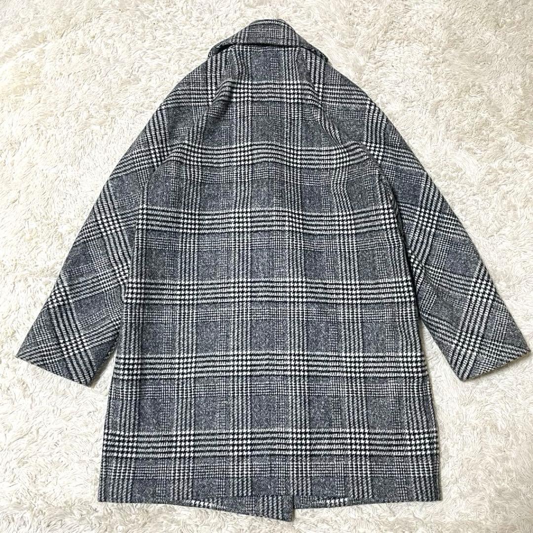 美品 TOMORROWLAND ブロークングレンチェック ダブルブレストコート