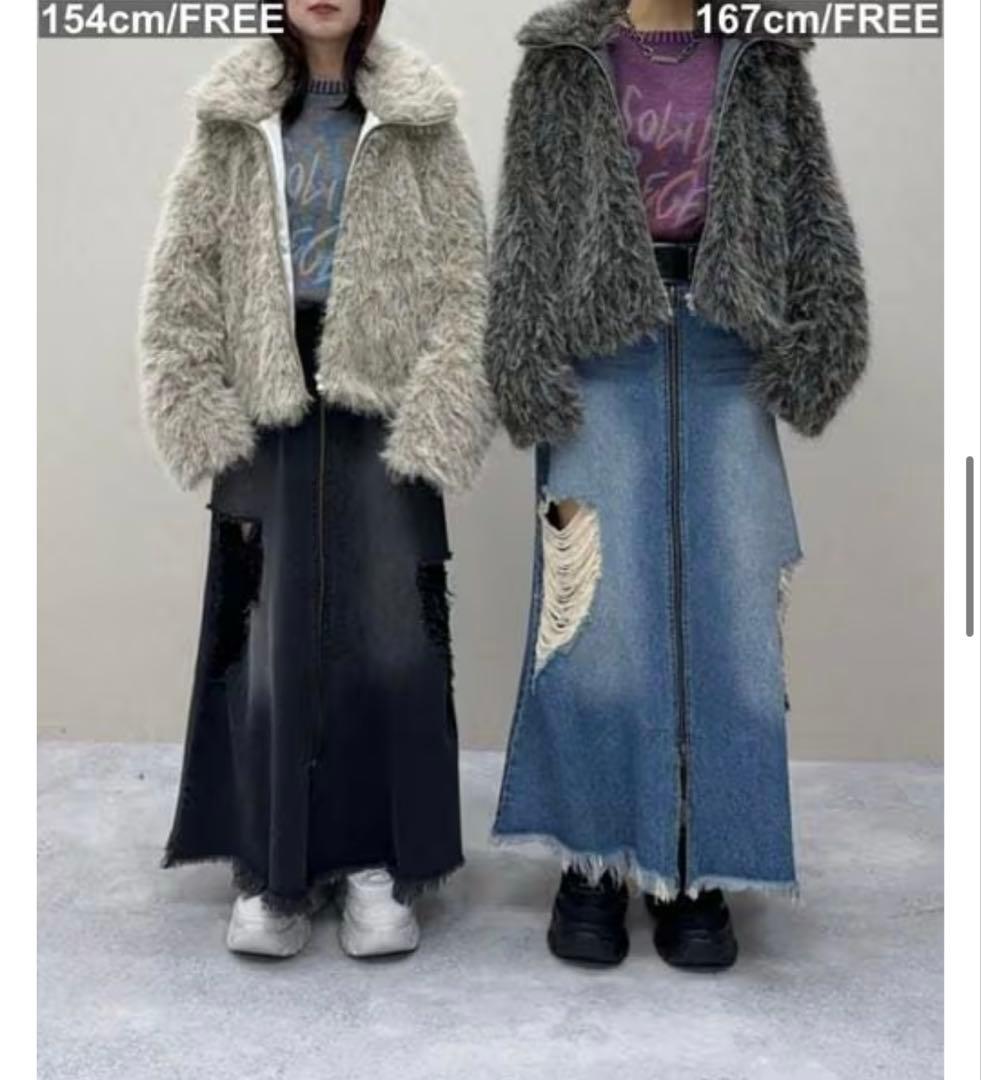 JEANASIS MIXカラーファーブルゾン グレー