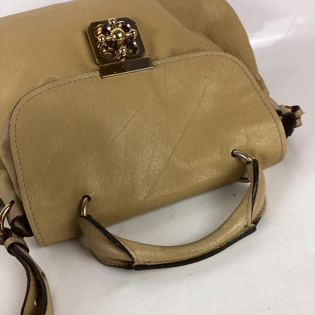 Chloé クロエ エルシー 2WAY レザーバッグ ベージュ ゴールド金具