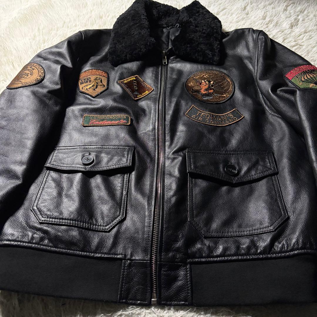 ヨ*ン様 美品■TEDMAN フライトジャケット　 G-1 襟ボア　ブラック　本