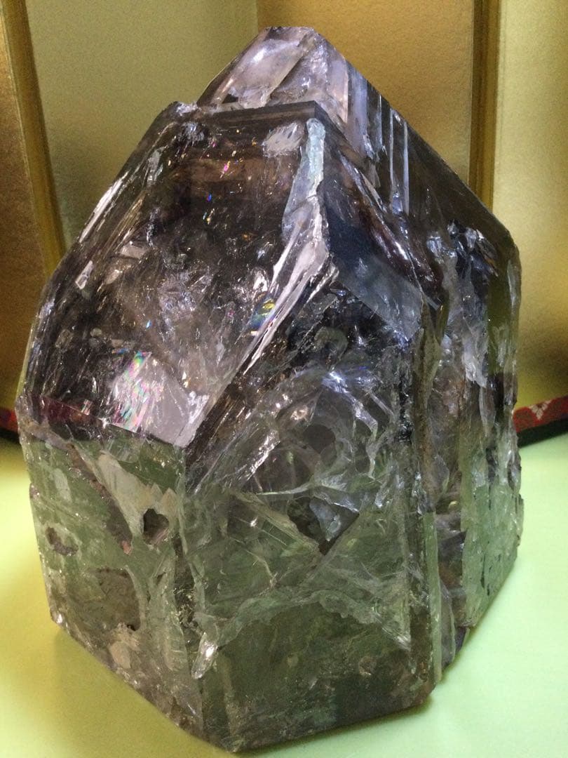 モリオン虹入りスーパーファントム、激レア、極上品モリオン原石　観賞石