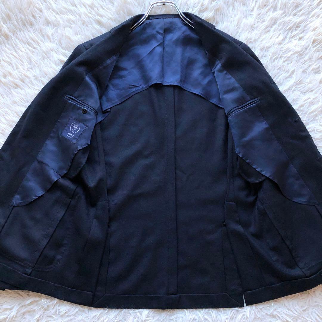 【現行 美品】ビームスエフ　紺ブレ　金ボタン　ウール100% 段返りボタン