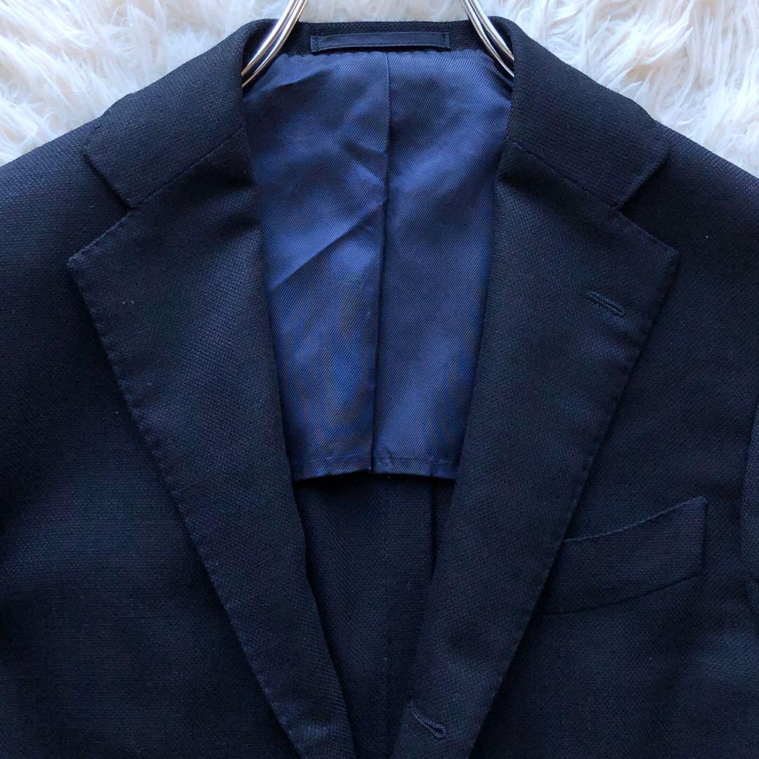 【現行 美品】ビームスエフ　紺ブレ　金ボタン　ウール100% 段返りボタン