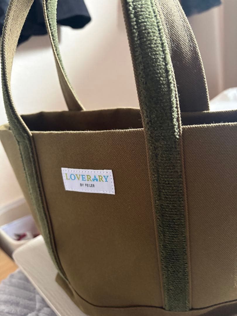 FEILER ラブラリー　オールドテディ ワッペントートバッグ ダークグリーンL