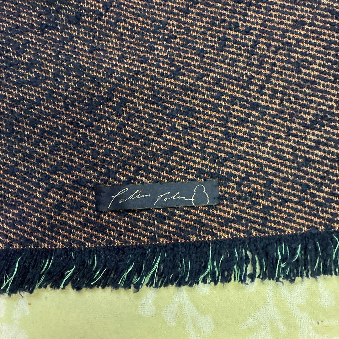 新品　パラスパレス　フリンジ付きダークブルーオレンジマフラー