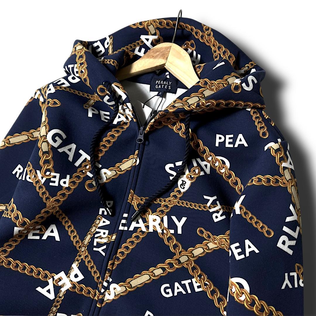 0 パーリーゲイツ チェーンロゴ柄 ツイルダンボール フルジップフーディ 121