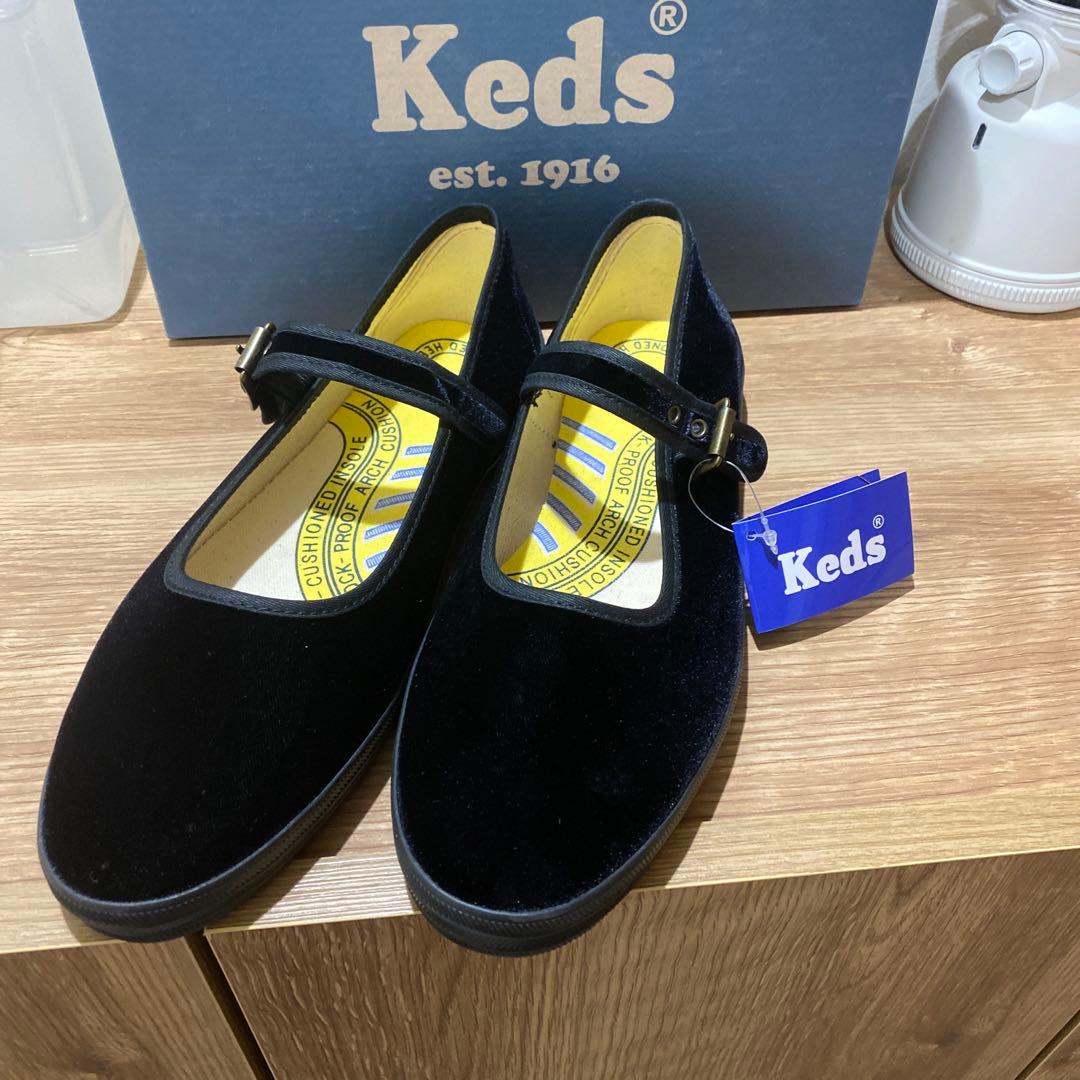 Keds ケッズ ストラップベロアシューズ ブラック24.5cm新品タグ付
