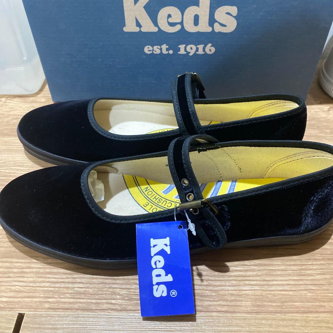 Keds ケッズ ストラップベロアシューズ ブラック24.5cm新品タグ付