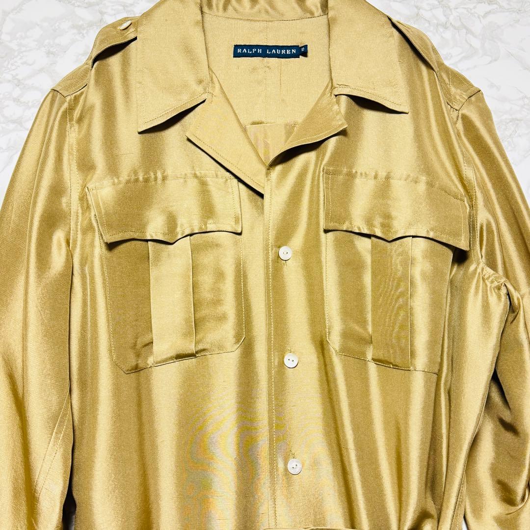 Ralph Laurenシャツワンピース シルク100% シャンパンゴールドM